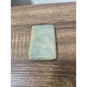 Shagreen EPNS plate faded blue-green stingray cigarette case